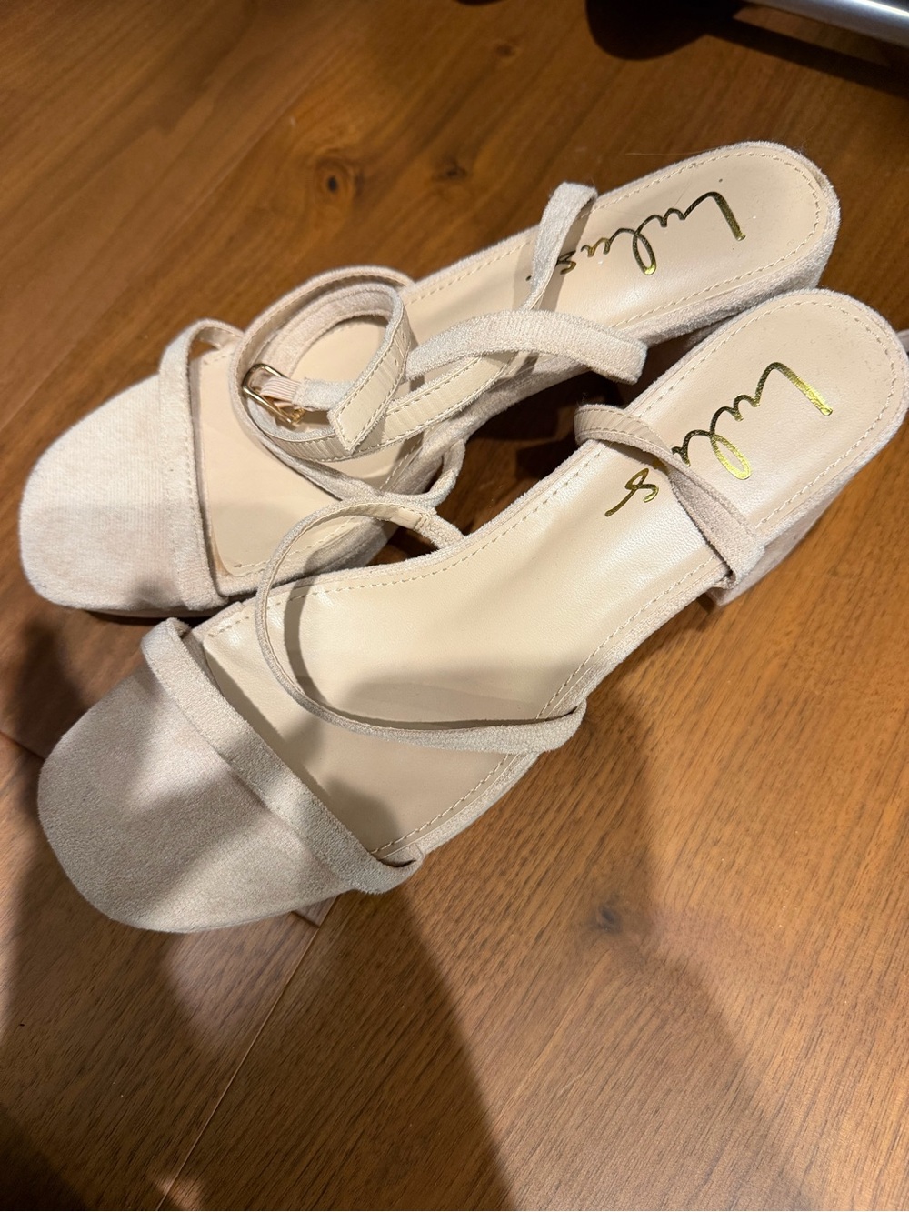 Lulu's Neutral Beige Strappy Block Heel Sandals